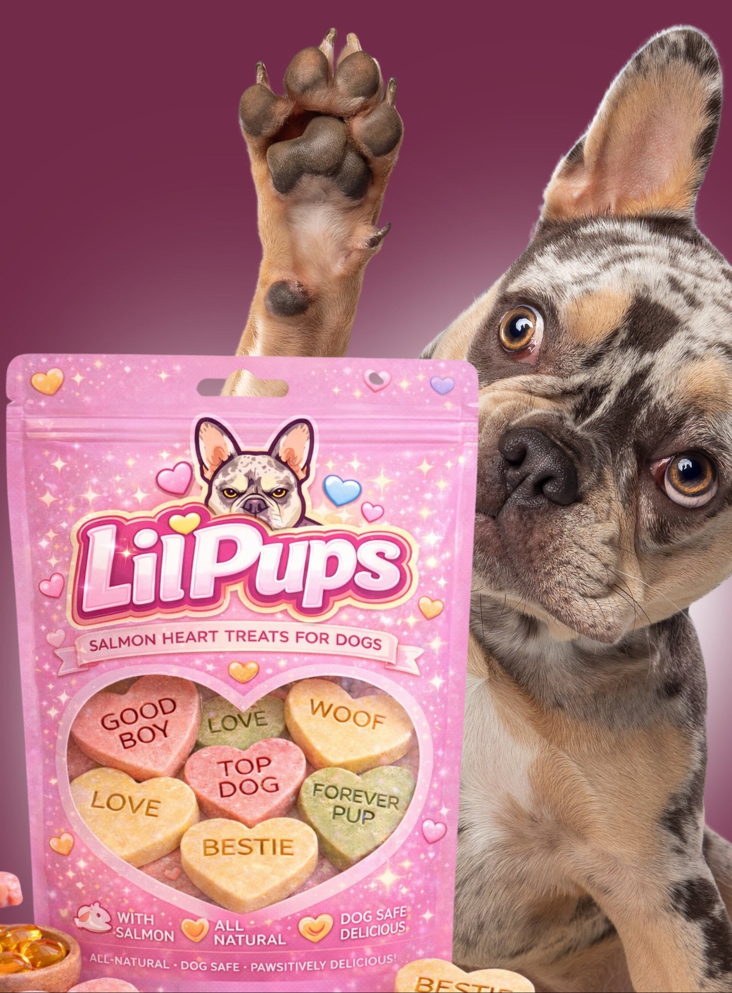 LilPups – Salmon Heart Treats for Dogs (Pre-Order)